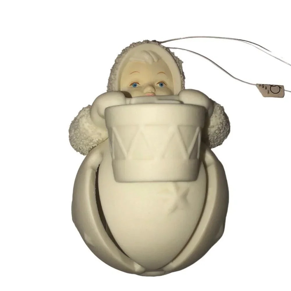 VINTAGE SNOWBABIES Department 56 "Little Drummer" Jingle Baby Ornament C…